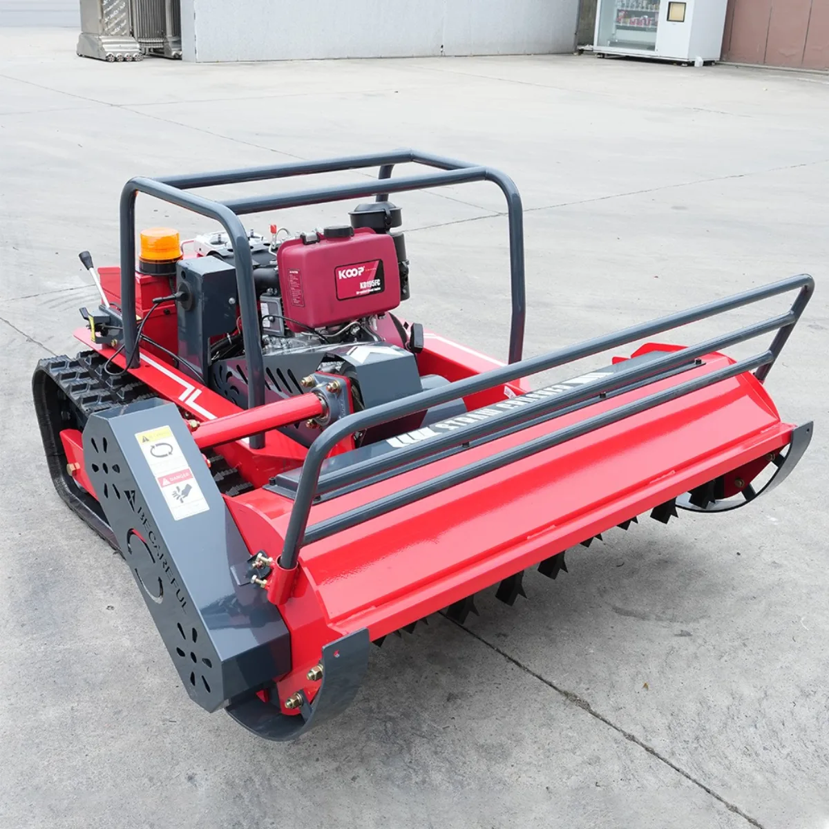 Sonca radio-controlled forestry mulcher — close-up of the mulching rotor