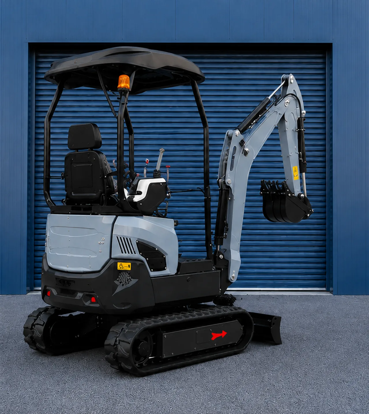 Mini-pelle Xcavator XC17 PRO V2, vue trois-quarts arrière gauche