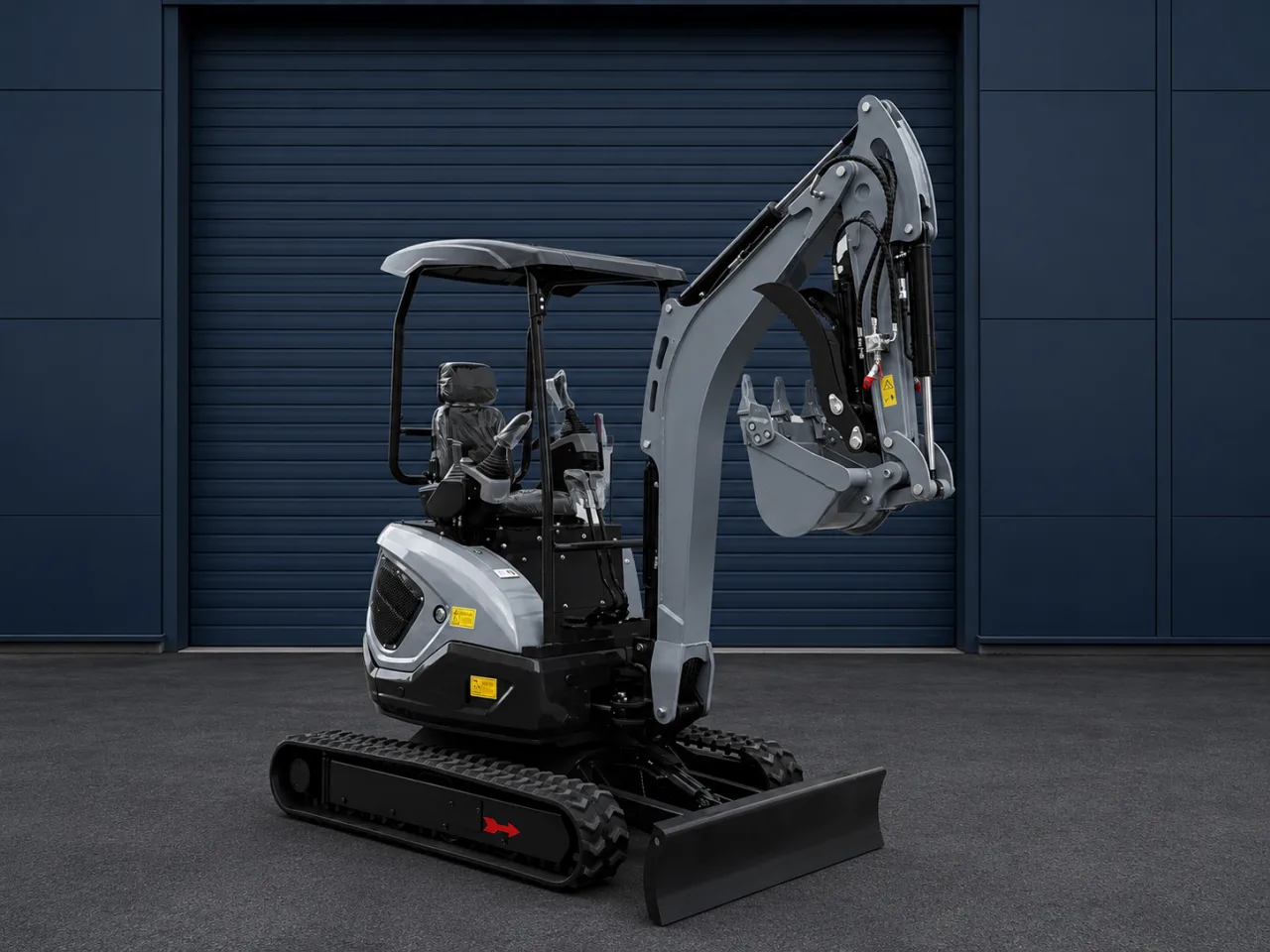 Mini-pelle Xcavator XC22 PRO V2, vue trois-quarts arrière droite